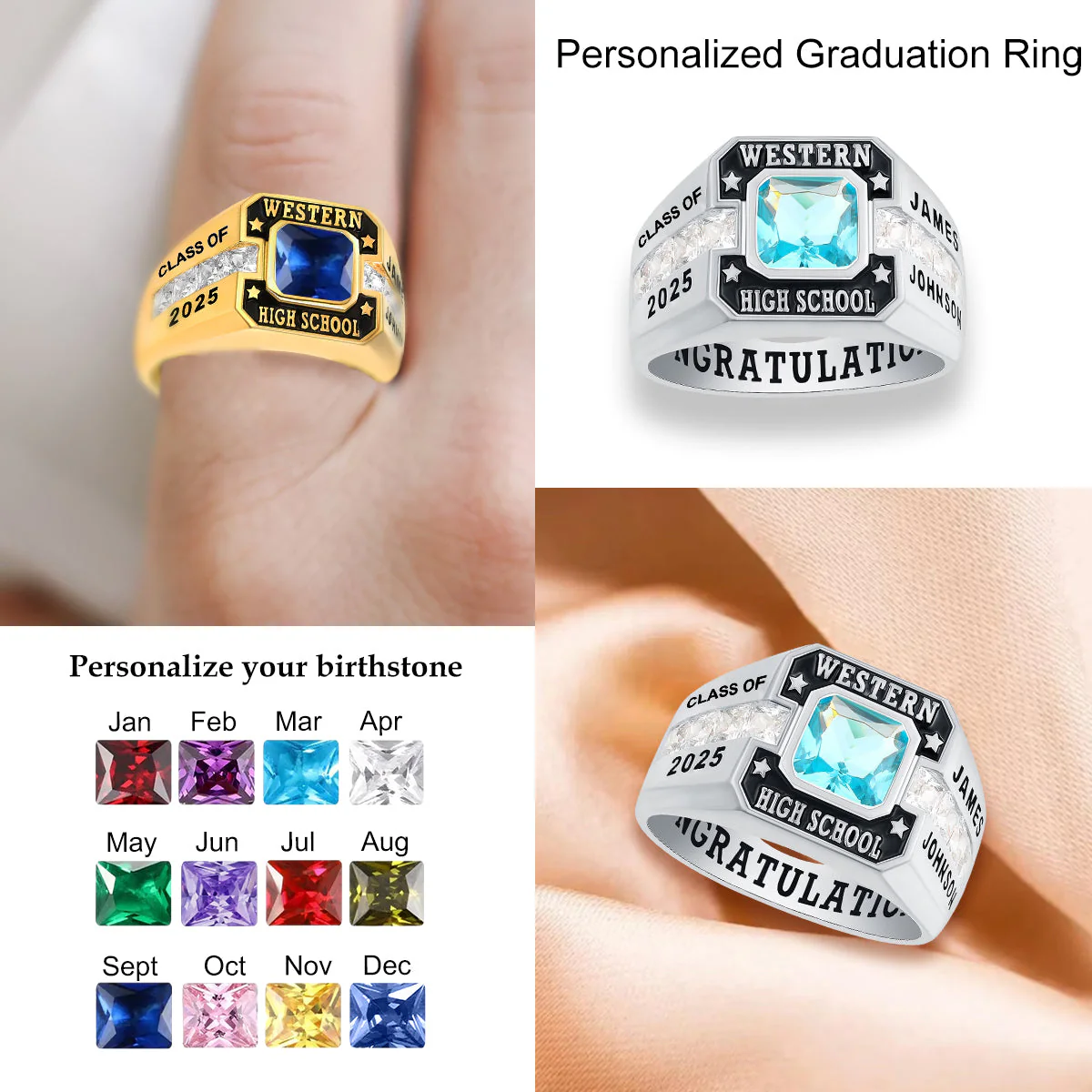 Personalized High School College Class Ring Gift for Graduates - Image 2