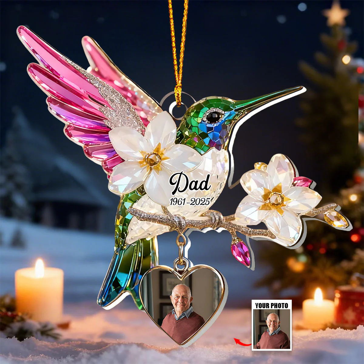 Personalized Hummingbird Memorial Ornament - Image 2