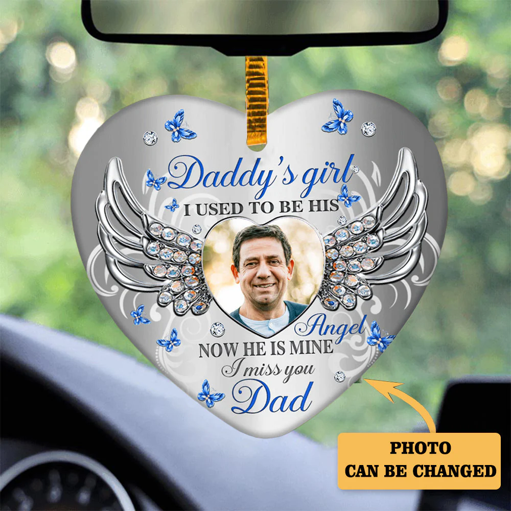 Personalized I Used To Be His Angel Heart Ornament (Porcelain) - Image 2