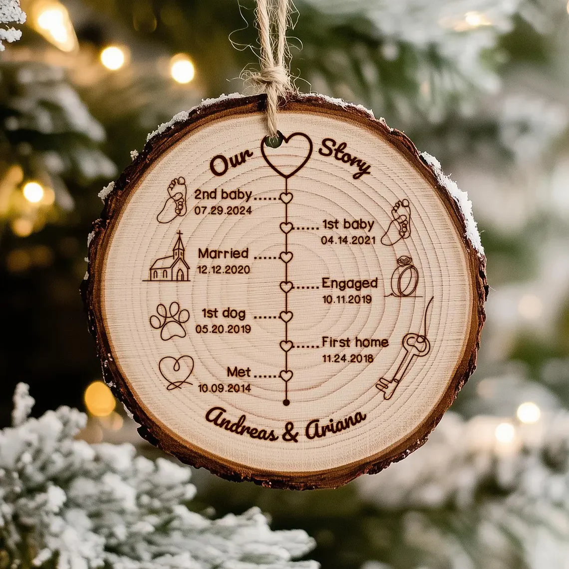 Personalized Love Story Timeline Gifts for Him, Anniversary Ornament Gift for Husband Wife - Image 2