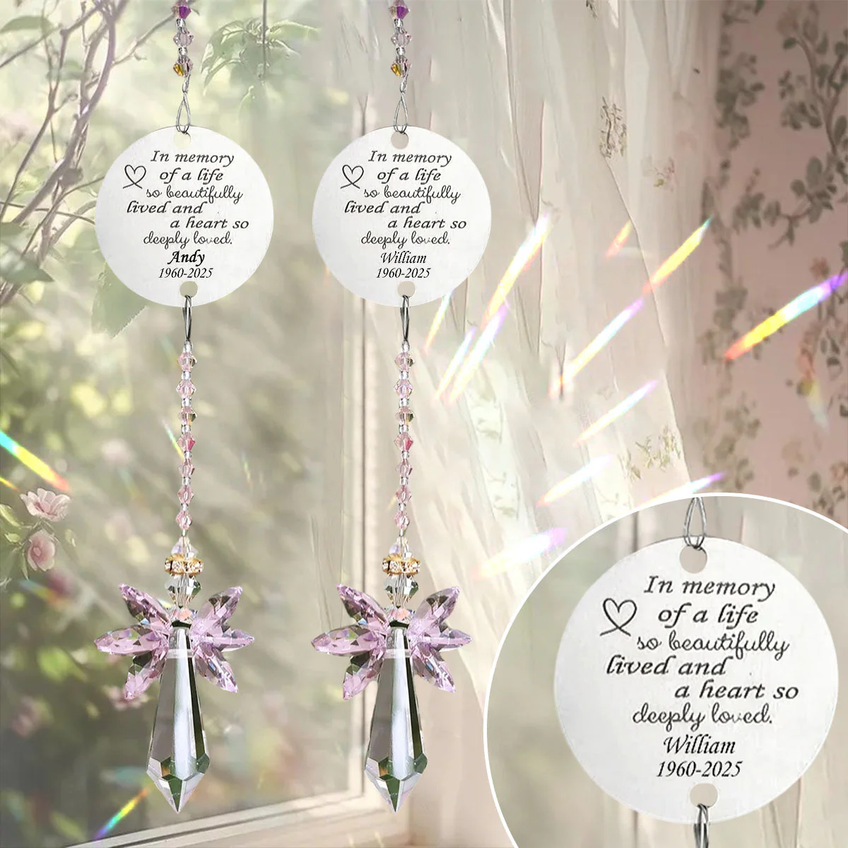 Personalized Memorial Family Angel Suncatcher, Keepsake Gift - Image 2