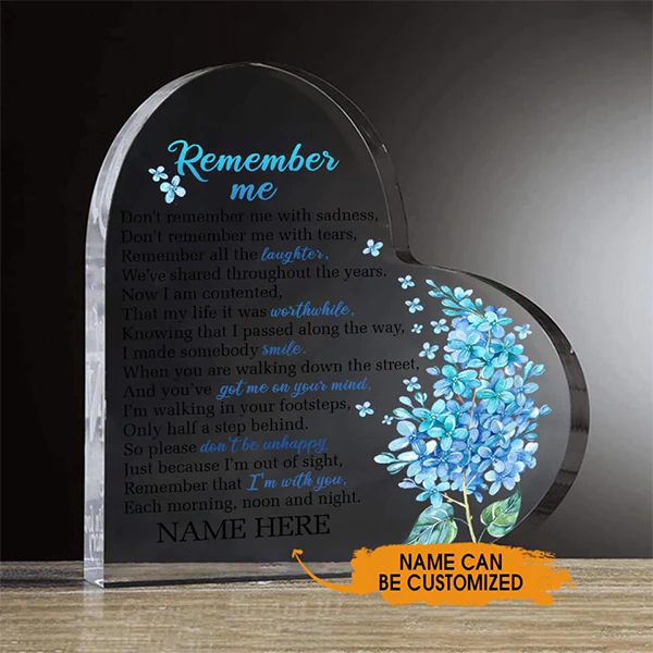 Personalized Memorial Heart Keepsake Remember Me Custom Memorial Gift-Personalized Acrylic Plaque - Image 2