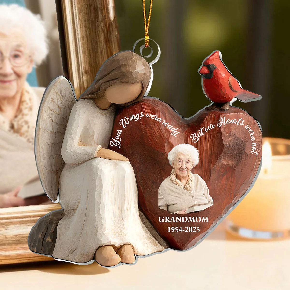 Personalized Memorial Angel Ornament, Upload Photo - Image 2