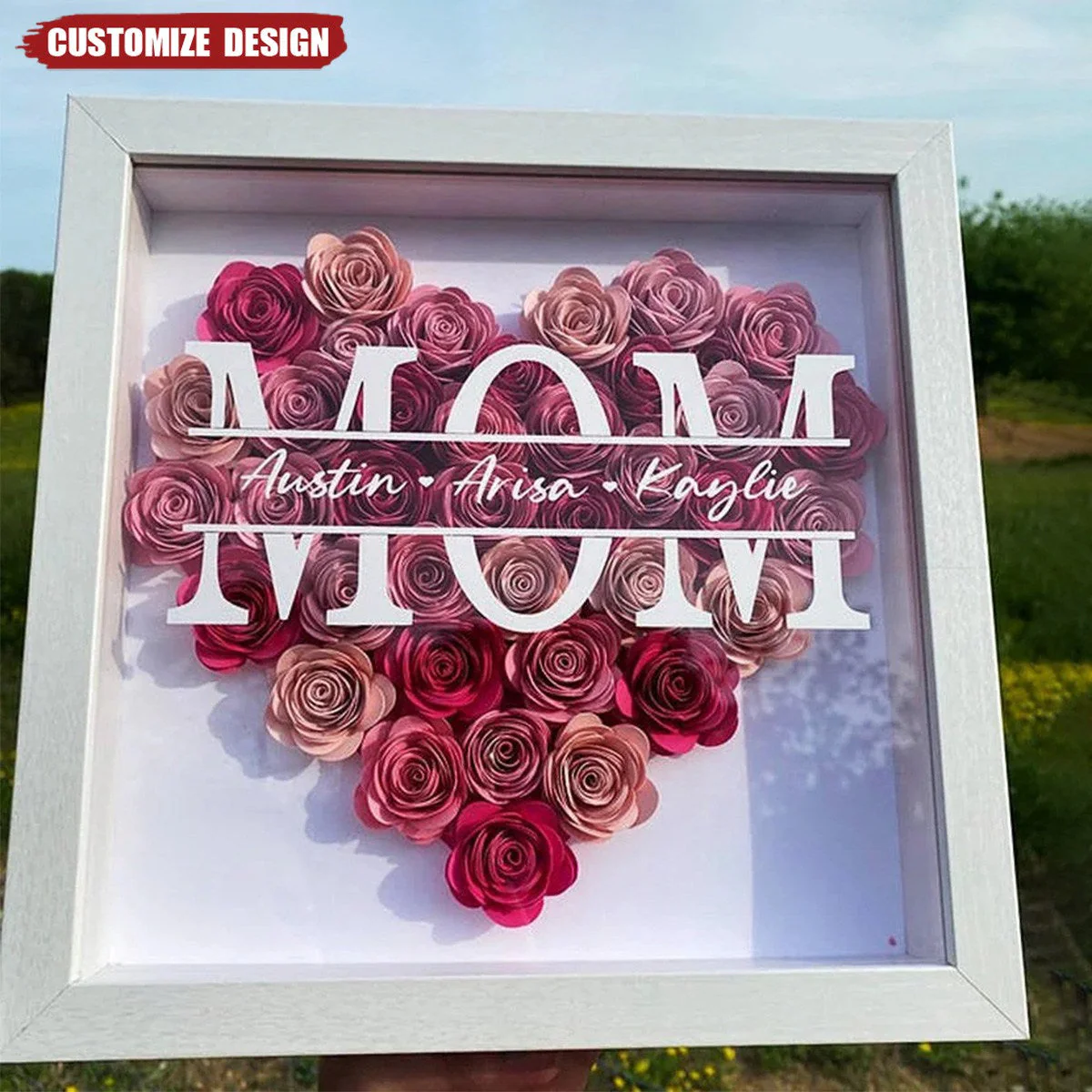 Personalized Mom/Nana Flower Shadow Box With Name - Image 2