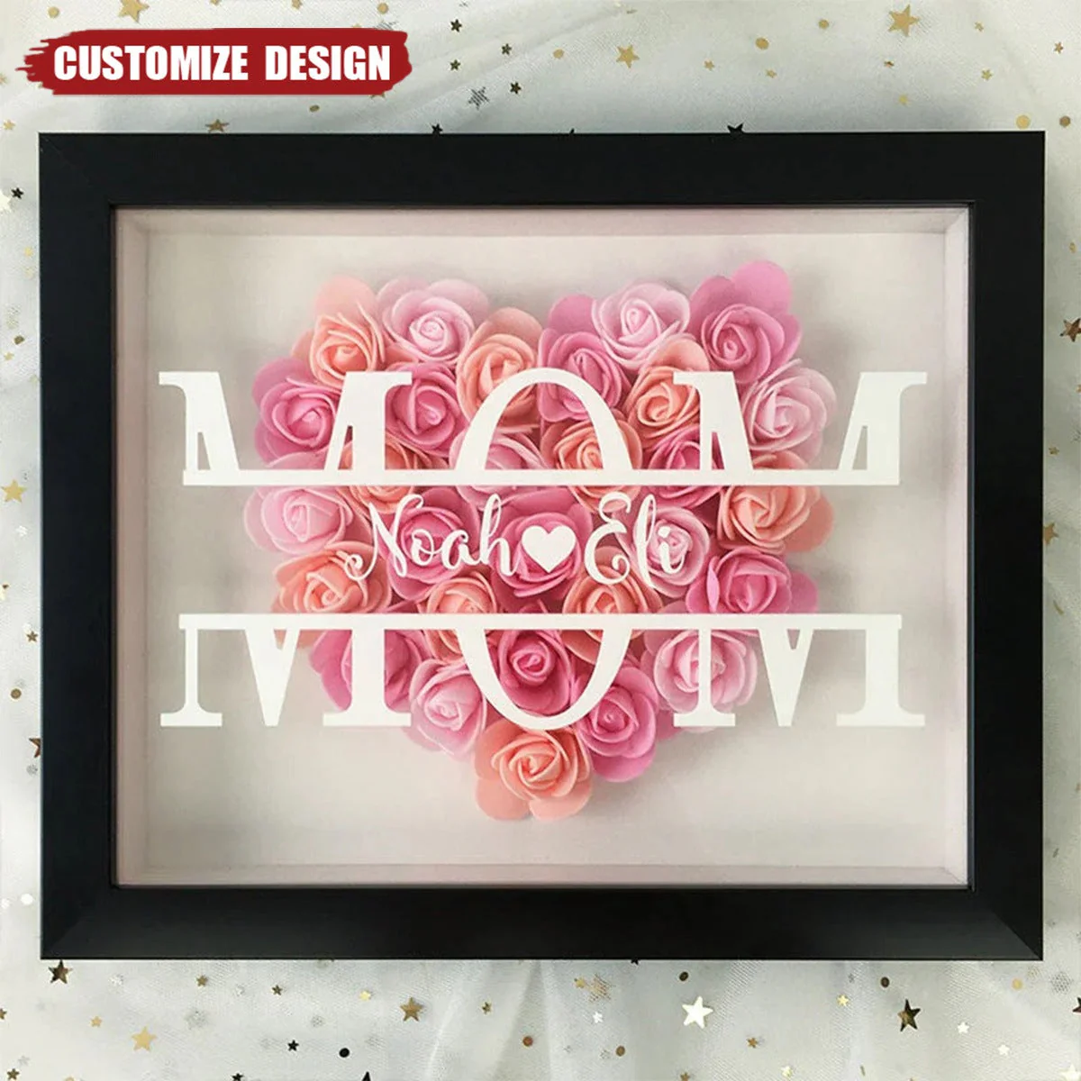 Personalized Mom/Nana Flower Shadow Box With Name - Image 3