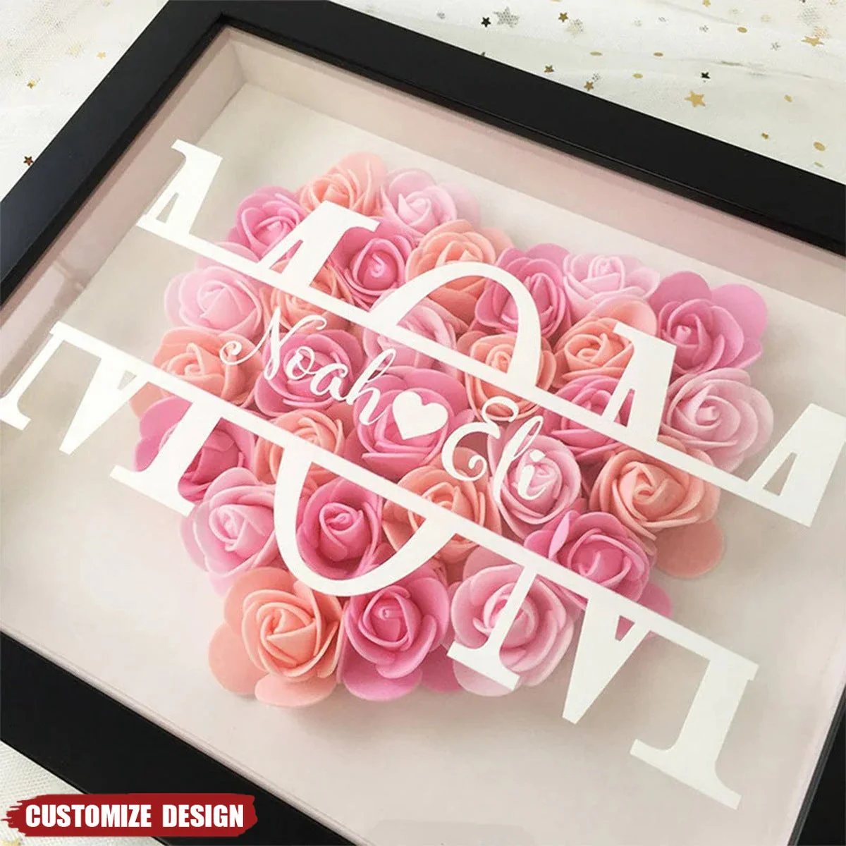 Personalized Mom/Nana Flower Shadow Box With Name - Image 4