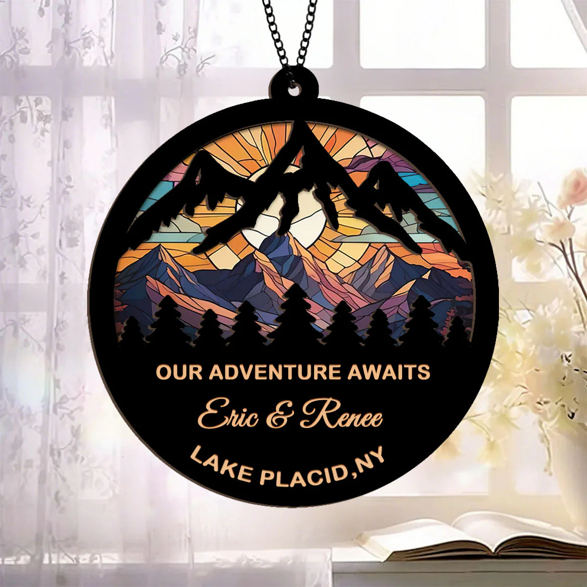 Our Adventure Awaits Personalized Mountains Landscape Ornament - Image 2