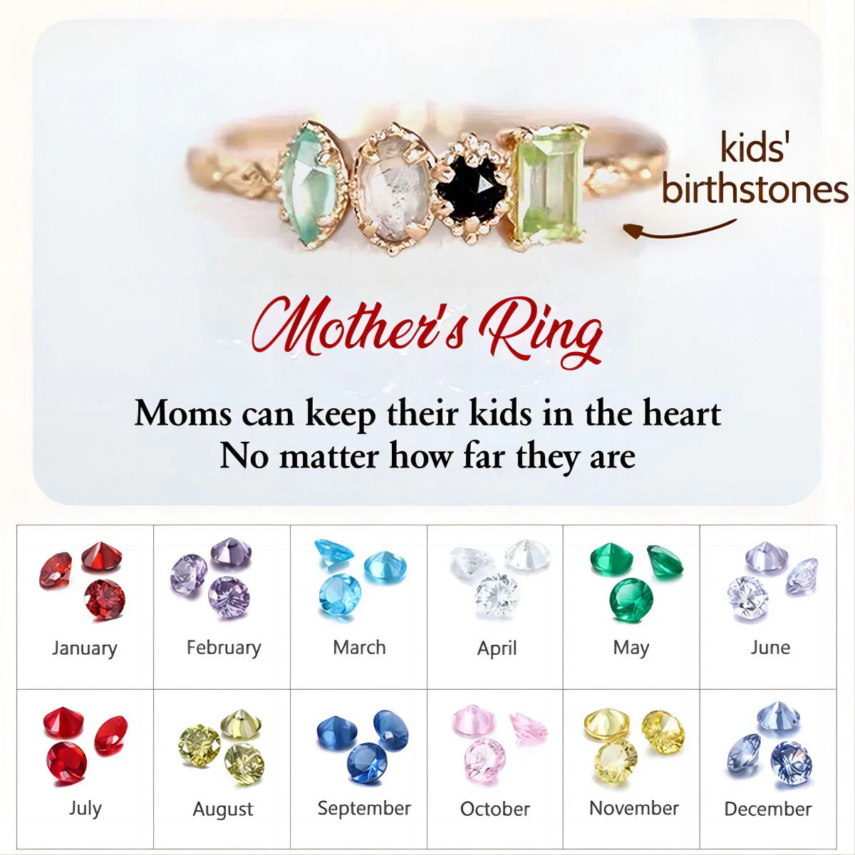 Multiple Birthstones Grandma Mom Ring Personalized Vintage Ring - Image 2