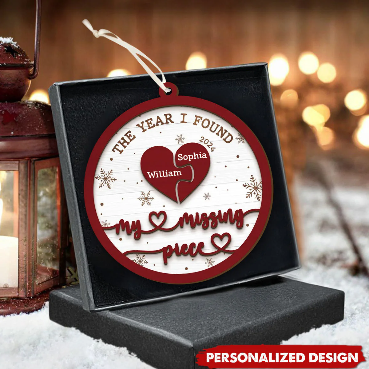 Personalized My Missing Piece Christmas 2-Layer Wood Ornament - Image 3