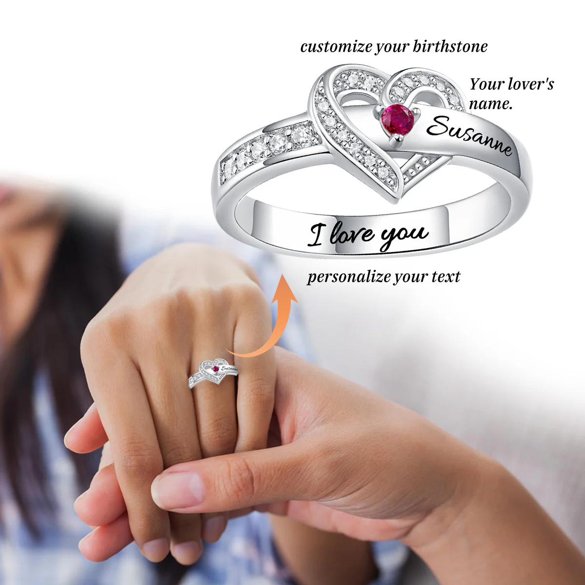 Personalized Name&Birthstone Ring - Image 2