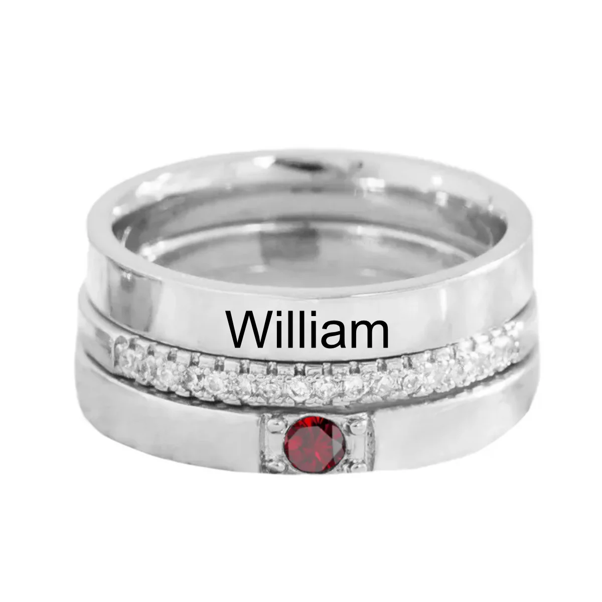 Personalized Name Birthstone Stackable Memorial Ring - Image 2