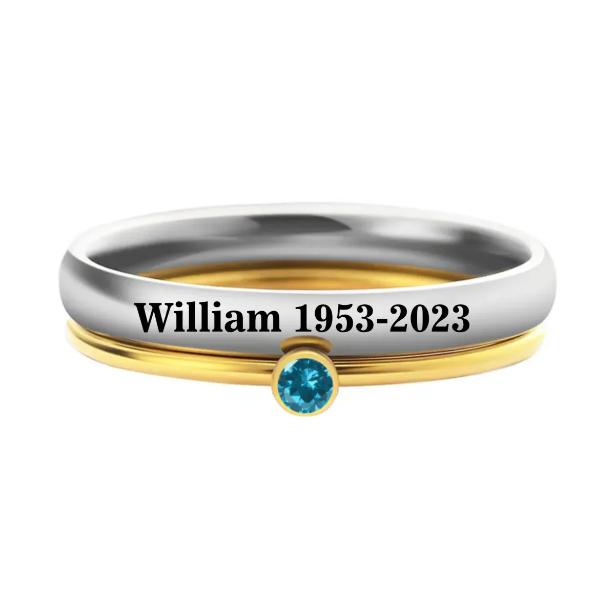 Personalized Name Birthstone Stackable Memorial Ring - Image 4