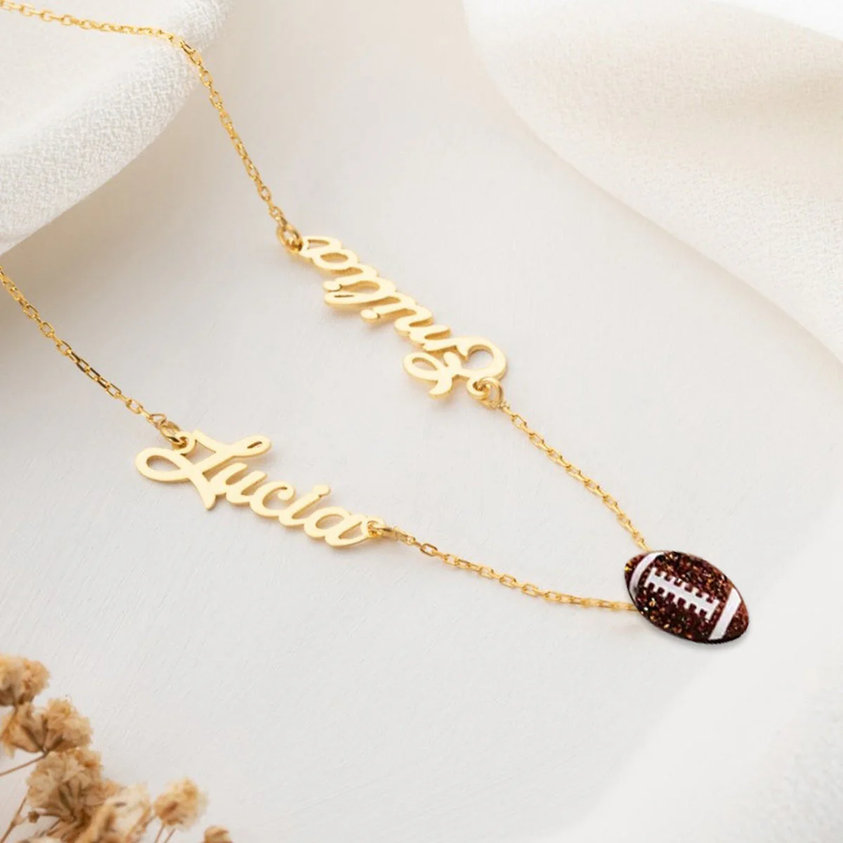 Personalized Name & Football Charm Necklace - Gift For Football Fans - Image 4