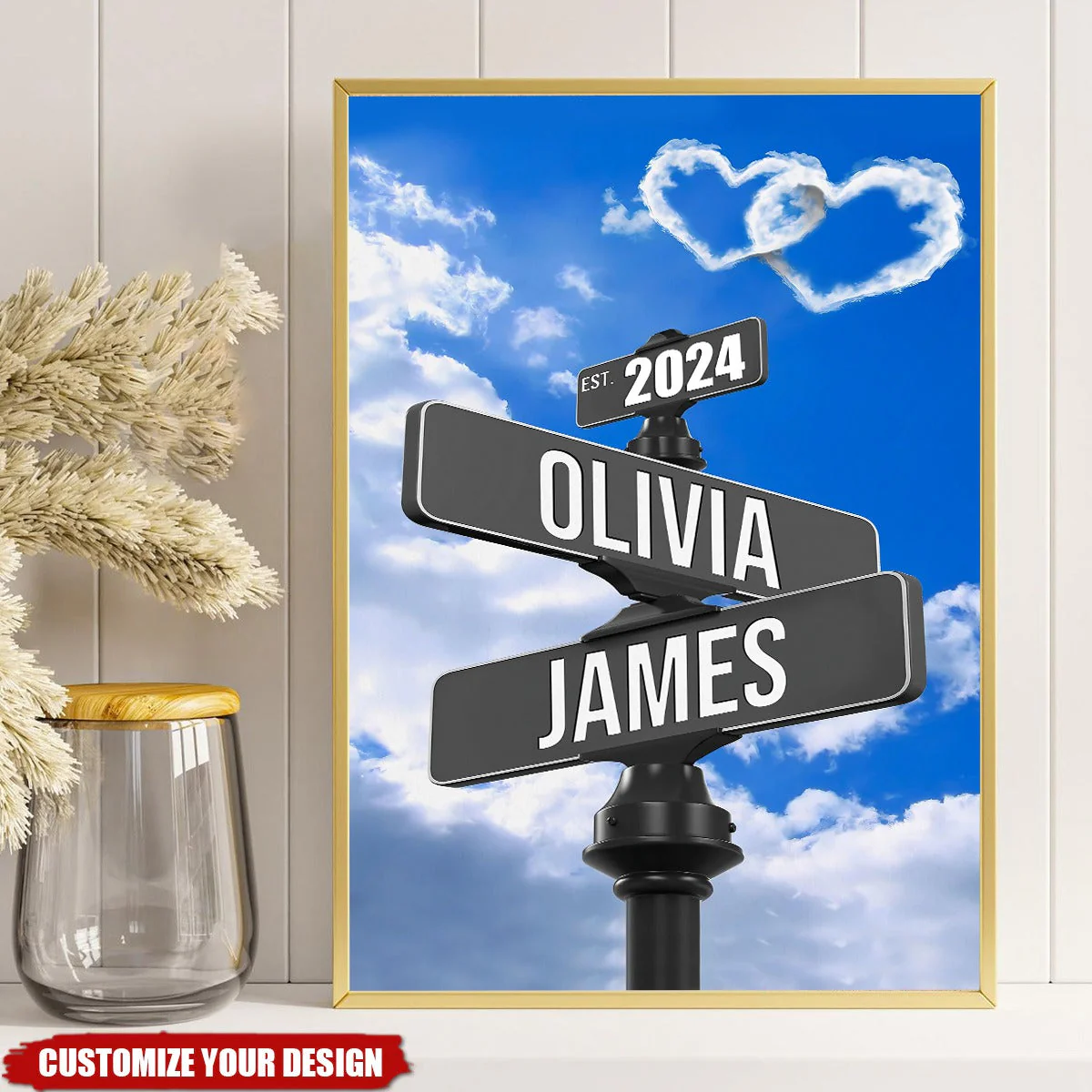 Personalized Name Vintage Street Sign Canvas, Gift For Couples Anniversary - Image 2