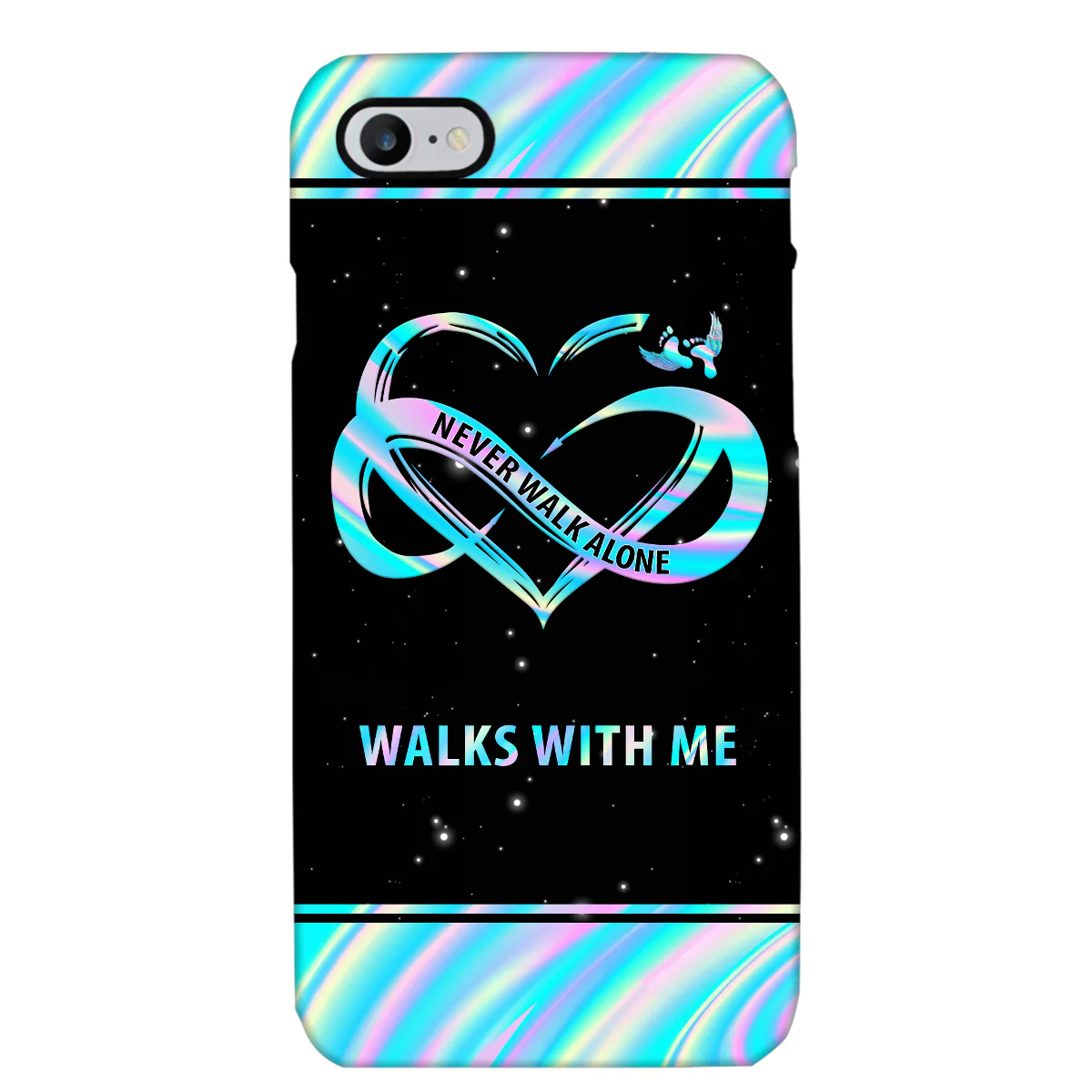Personalized Never Walk Alone My Love Walks With Me Memorial Glass Phone case - Image 2