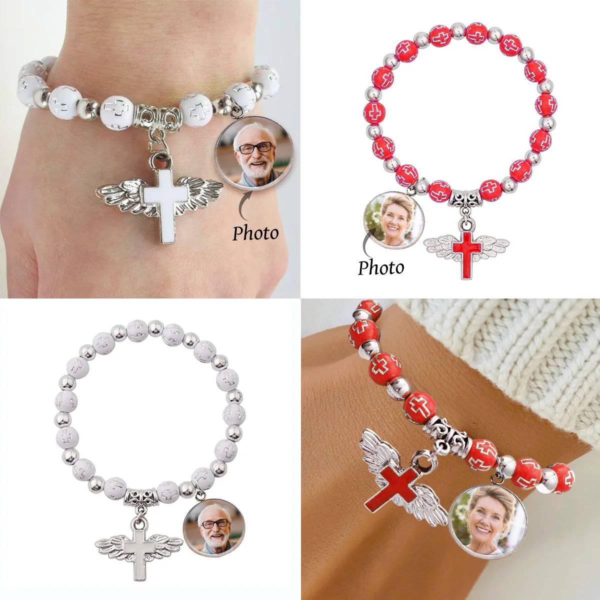 Personalized Photo Bracelet with Cross, Memorial Gift For Beloved - Image 2