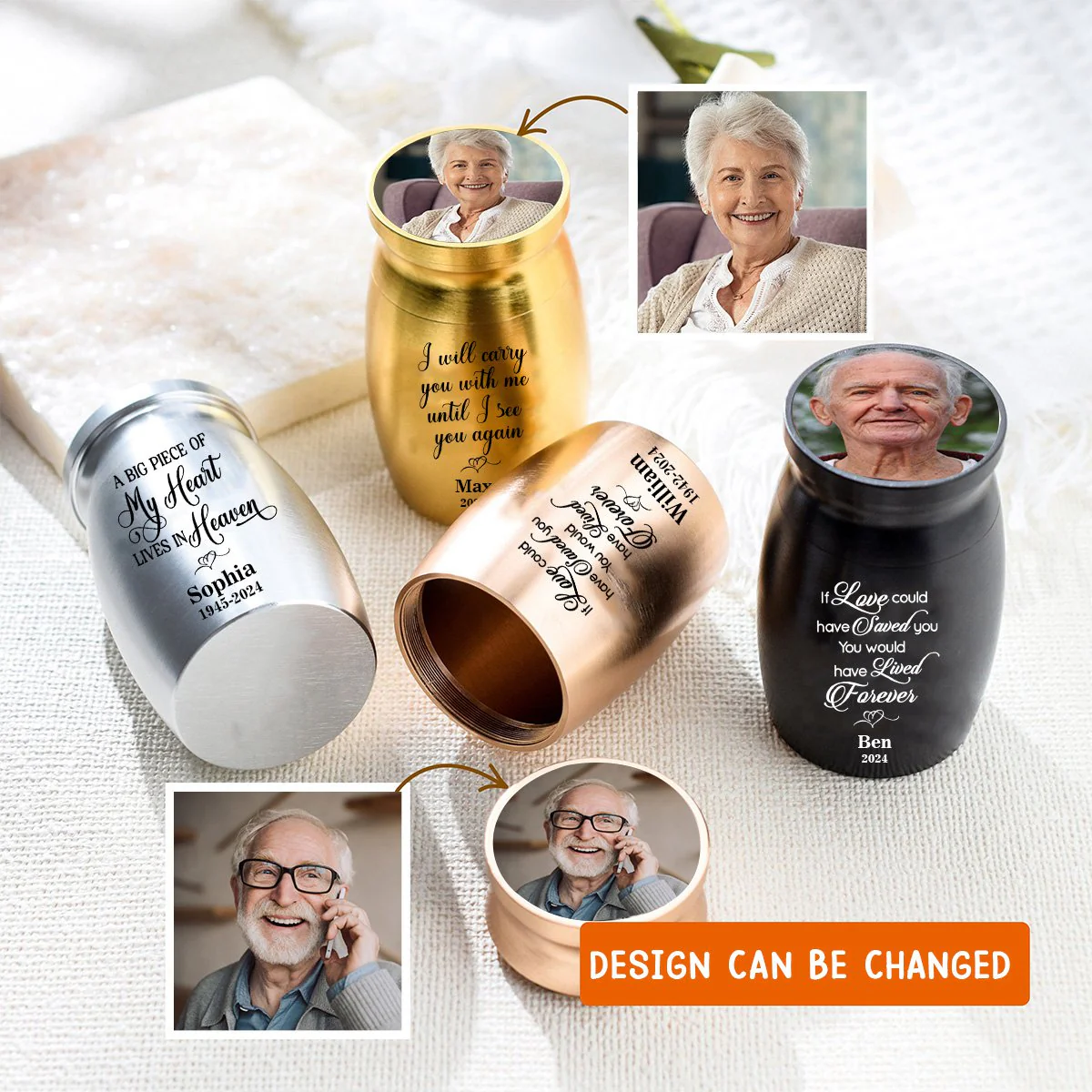Personalized Photo Cremation Mini Keepsake Urn, Customized Memorial Gift - Image 3