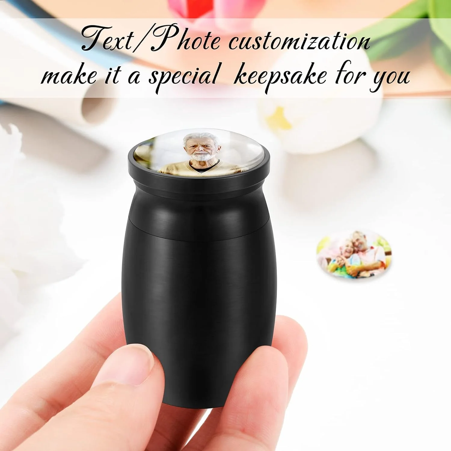 Personalized Photo Cremation Mini Keepsake Urn, Customized Memorial Gift - Image 4