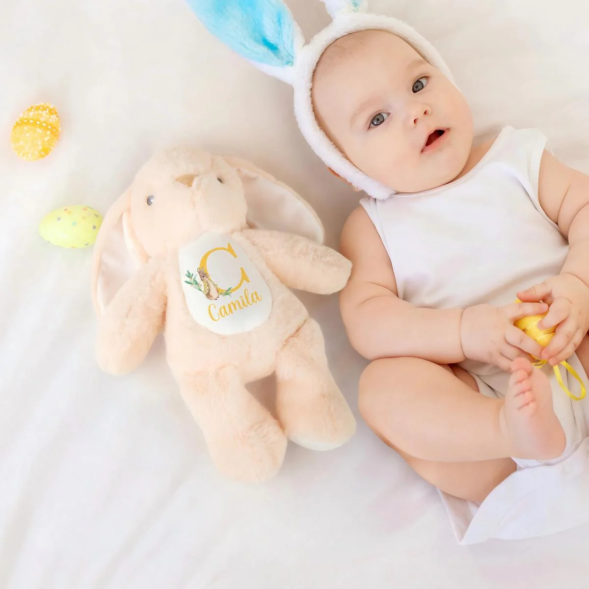 Personalized Plush Easter Bunny Stuffed Toy With Initial And Name - Image 2