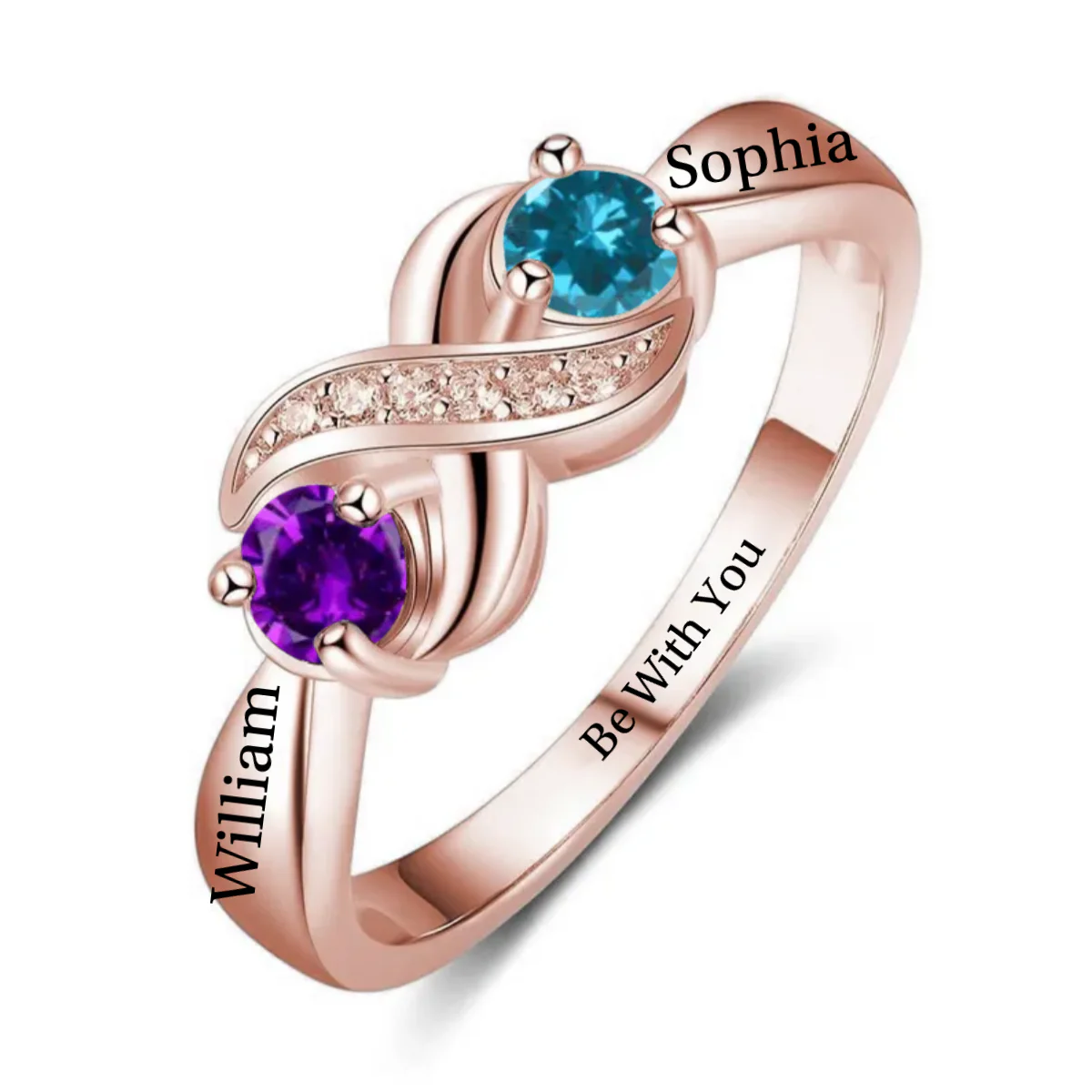 Personalized Promise Birthstones Ring For Couple - Image 3