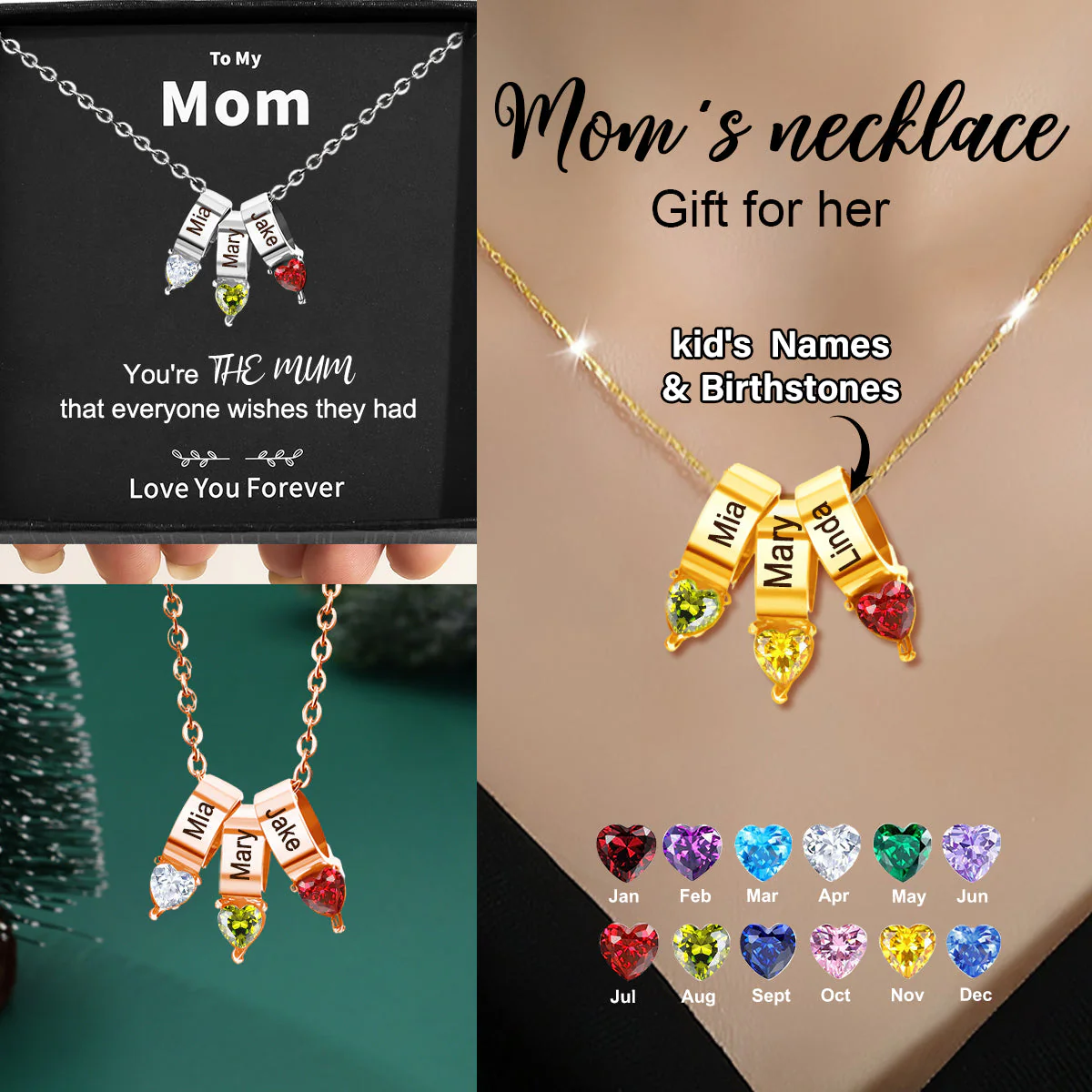Personalized Birthstone Name Necklace, Custom Name Necklace, Gift for Mom - Image 2