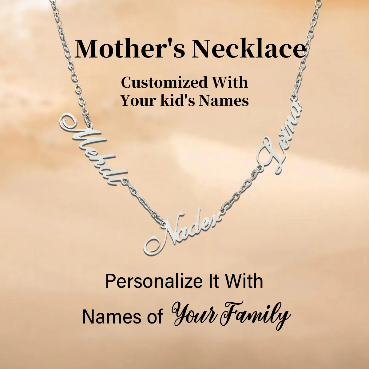 Multi-Name Family Necklace, Personalized Multiple Name Necklace - Image 2