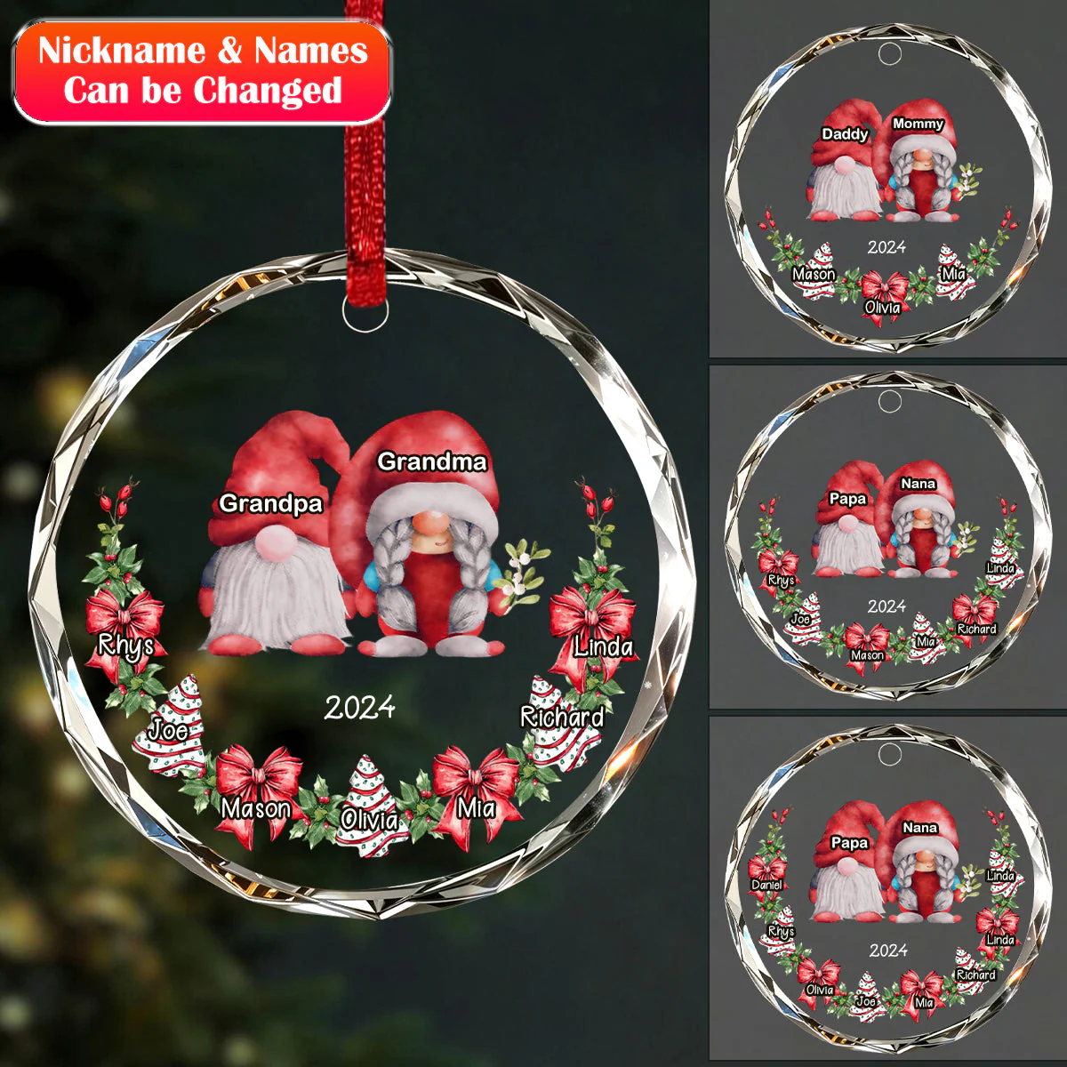 Christmas Grandpa & Grandma Mom & Dad With Kids Personalized Ornament - Image 2