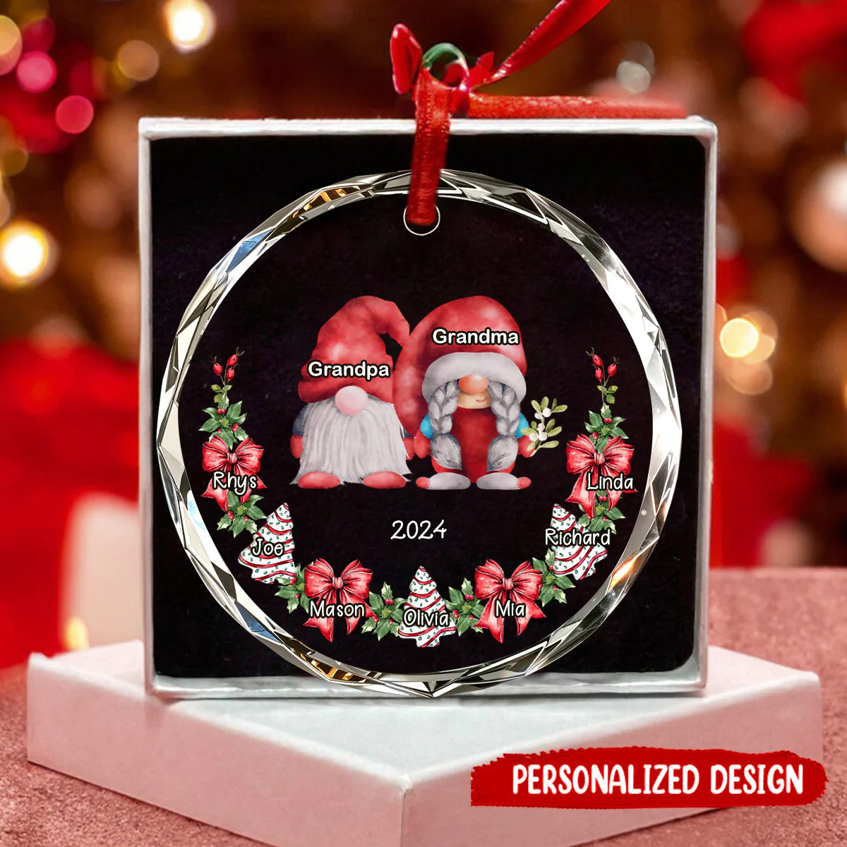 Christmas Grandpa & Grandma Mom & Dad With Kids Personalized Ornament - Image 3