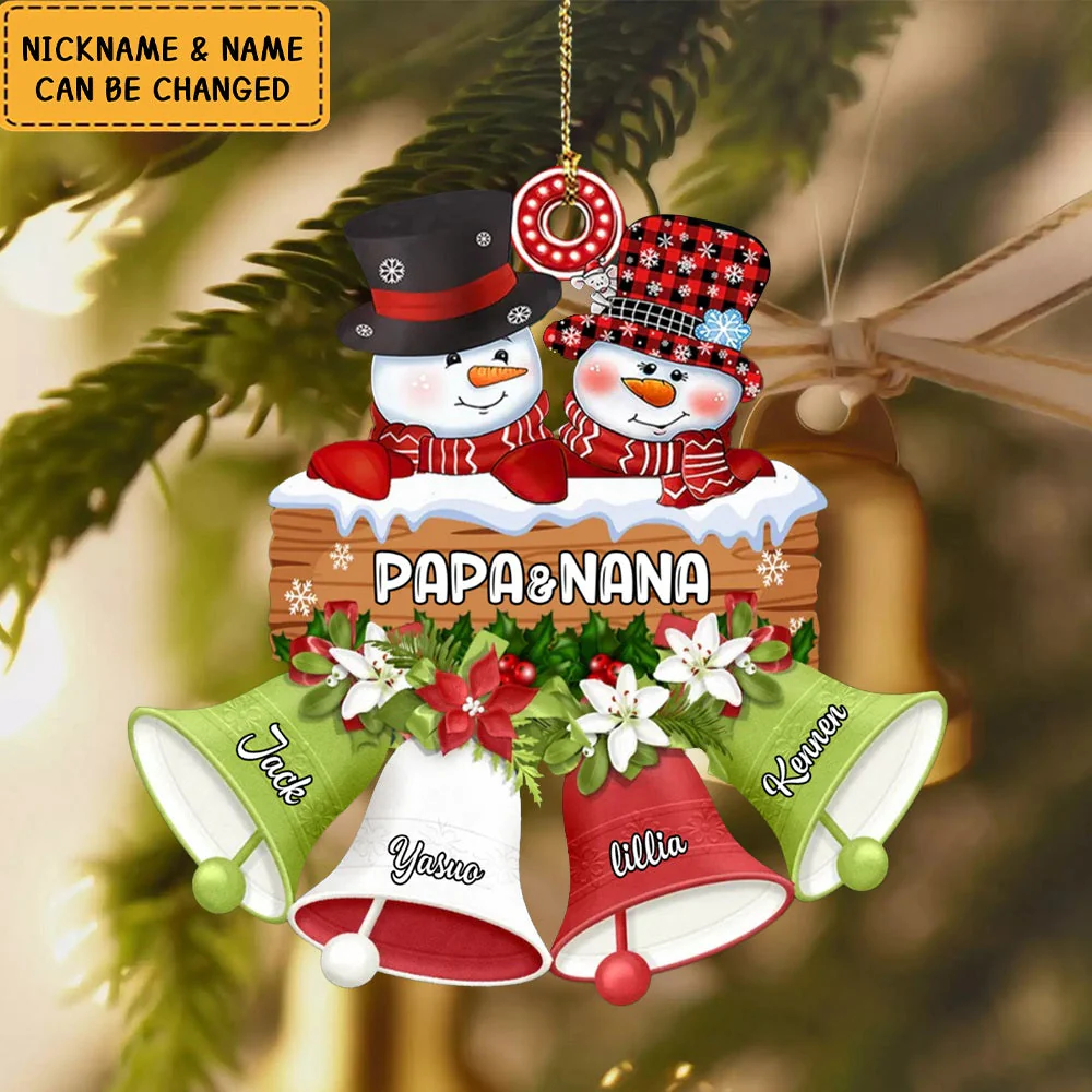 Personalized Snowman Grandpa & Grandma Family Christmas Gift Xmas Acrylic Ornament - Image 3
