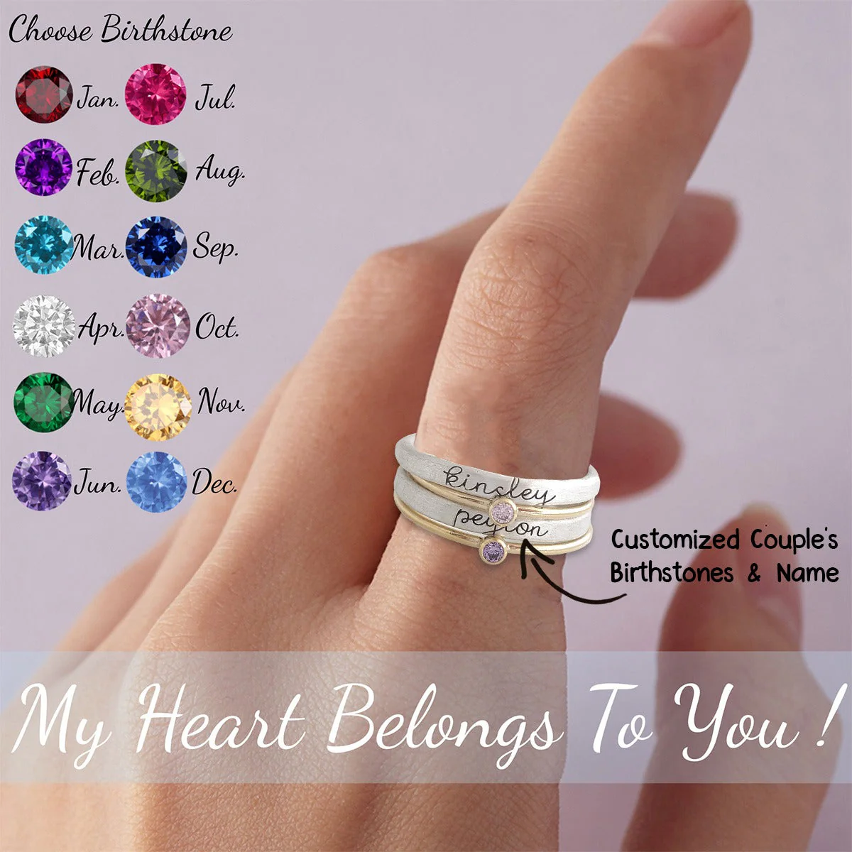 Personalized Stacking Name Ring For Couple