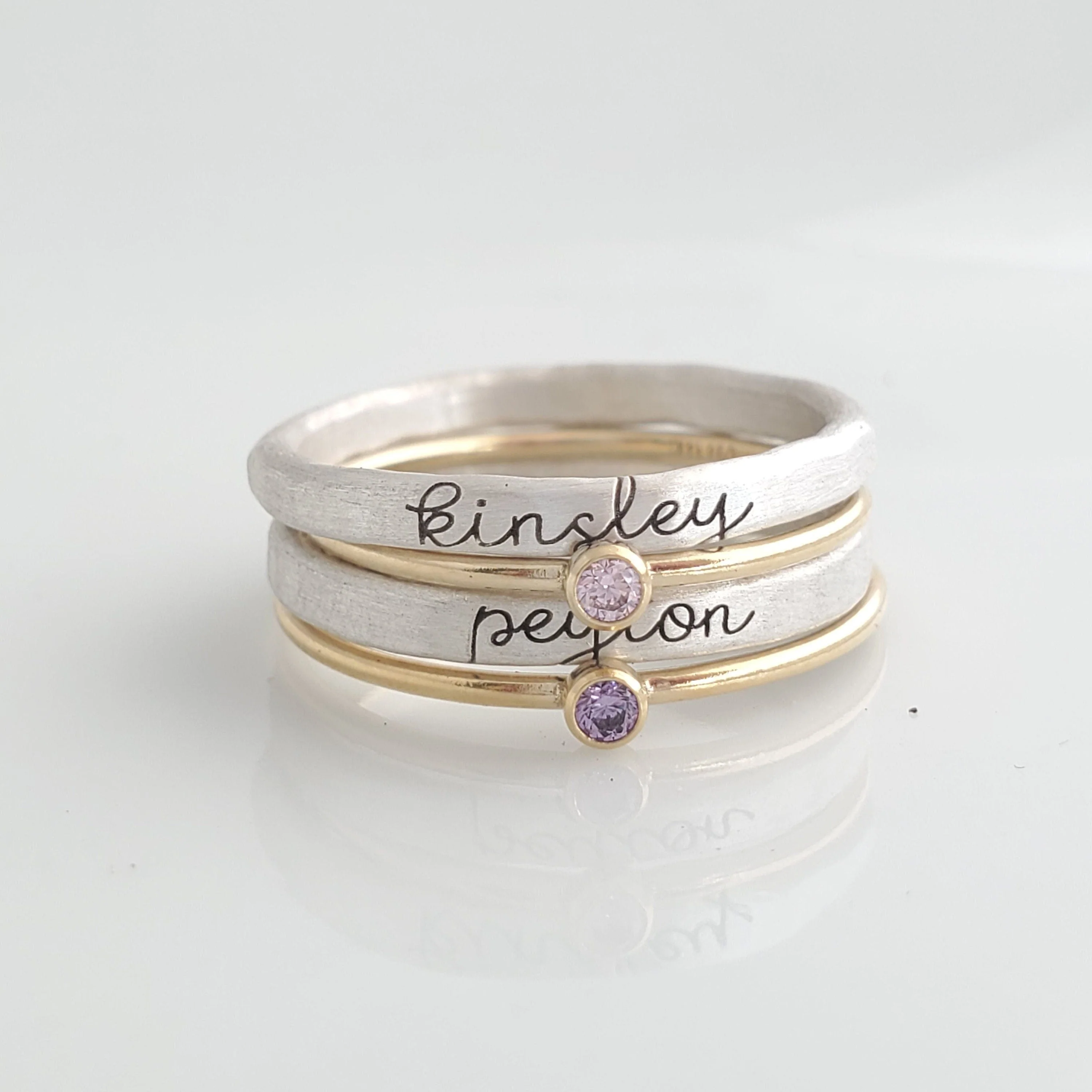 Personalized Stacking Name Ring For Couple - Image 2