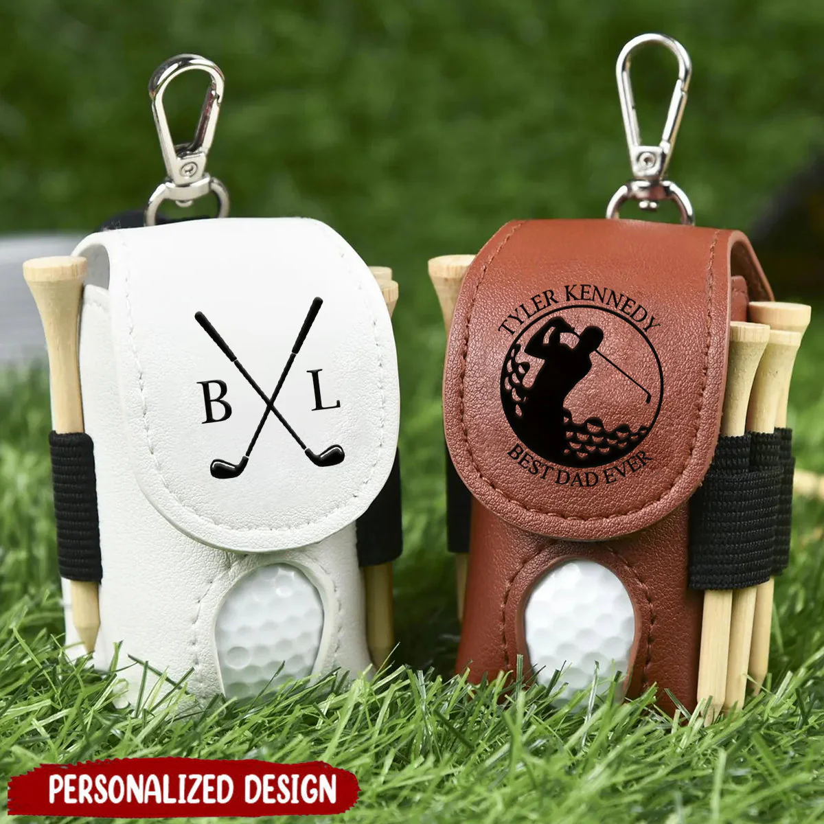 Personalized Pouch Leather Golf Ball Bag - Gift For Golf Lovers - Image 2
