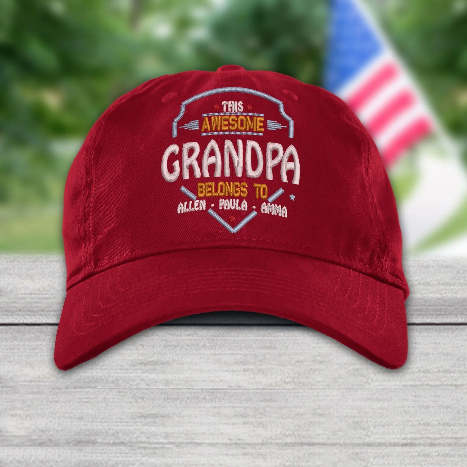 Personalized Papa Top With Grandkids Cap - Image 4