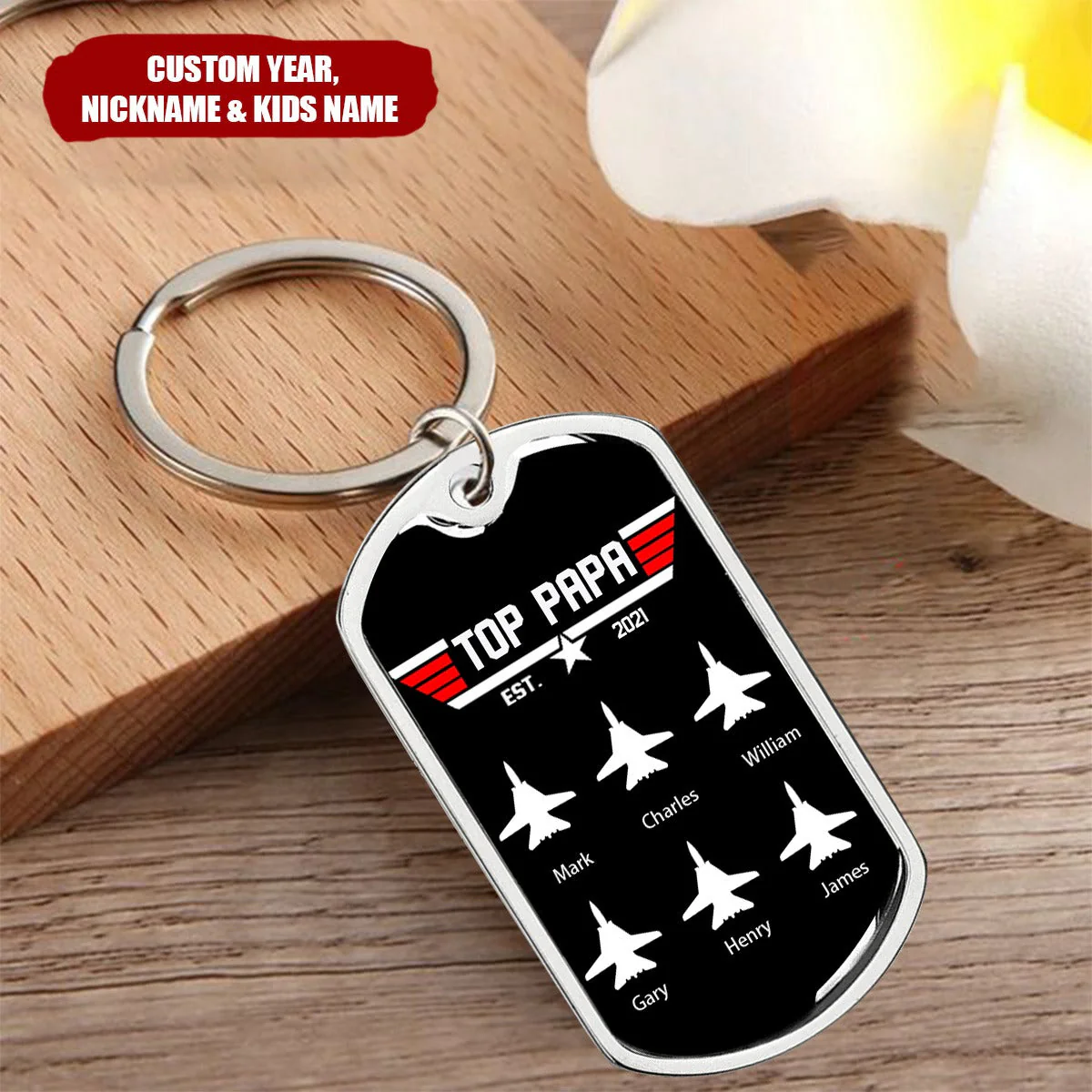 Personalized Top Papa Aluminum Keychain,Father's Day Gift - Image 2