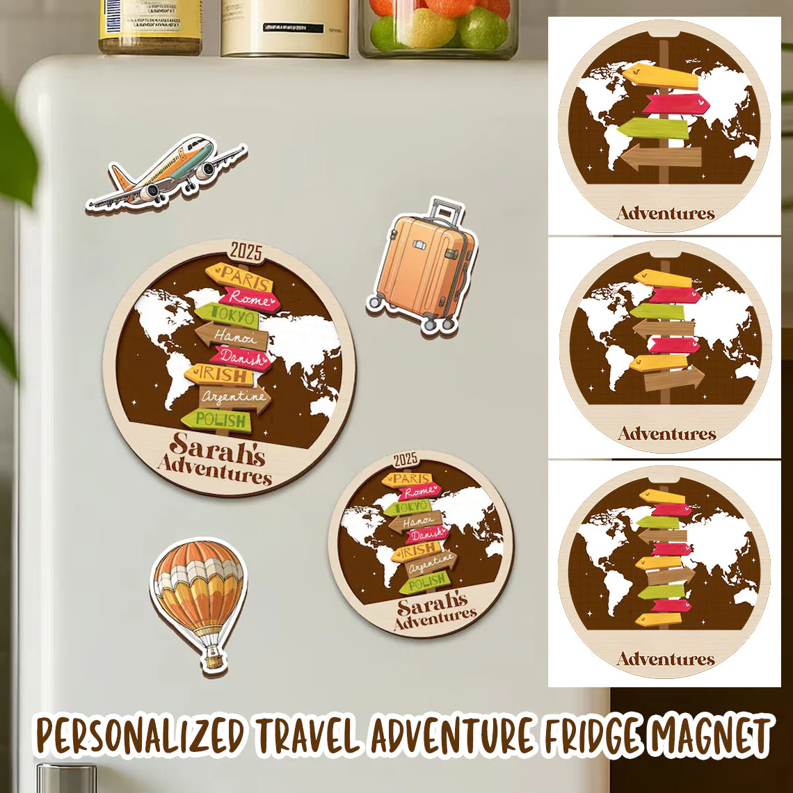 Personalized Travel Adventure Fridge Magnet, Christmas Gift - Image 2