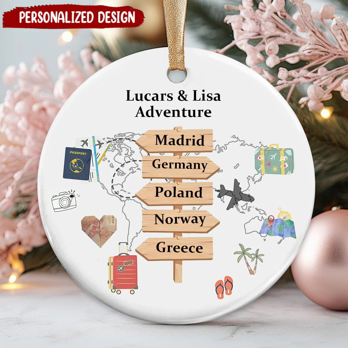 Personalized Travel Adventure Ornament-Gifts For Travel Lover - Image 2