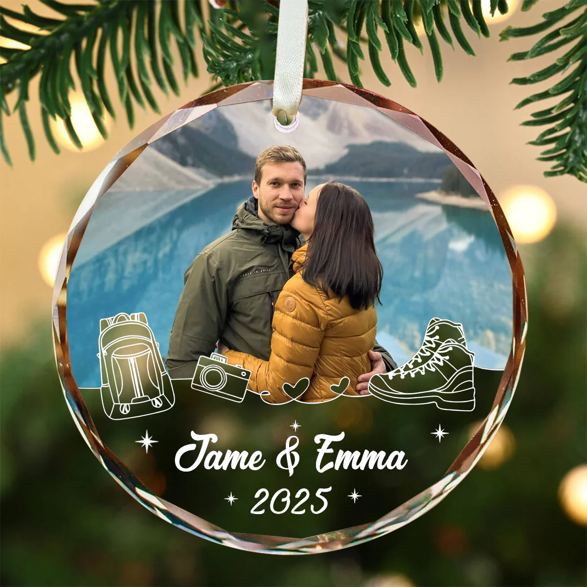 Personalized Hiking Partners Photo Ornament,Gift for Hikers - Image 2