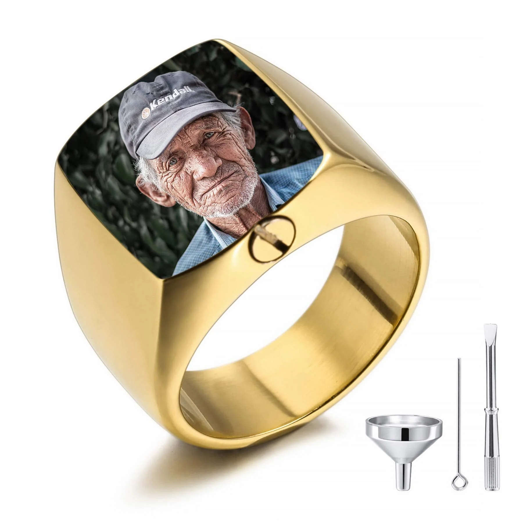 Personalized Upload Image Memorial Urn Ring for Ashes - Image 4