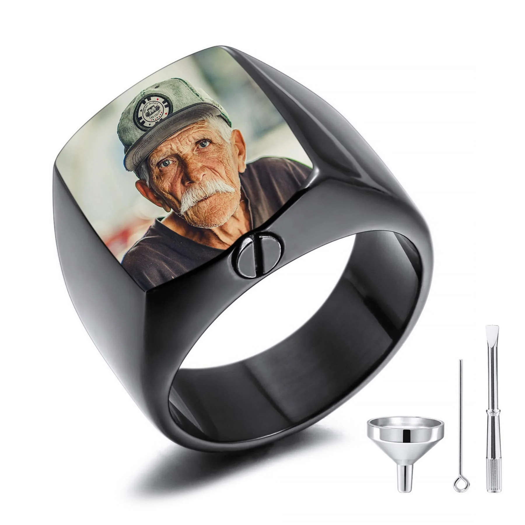 Personalized Upload Image Memorial Urn Ring for Ashes - Image 5