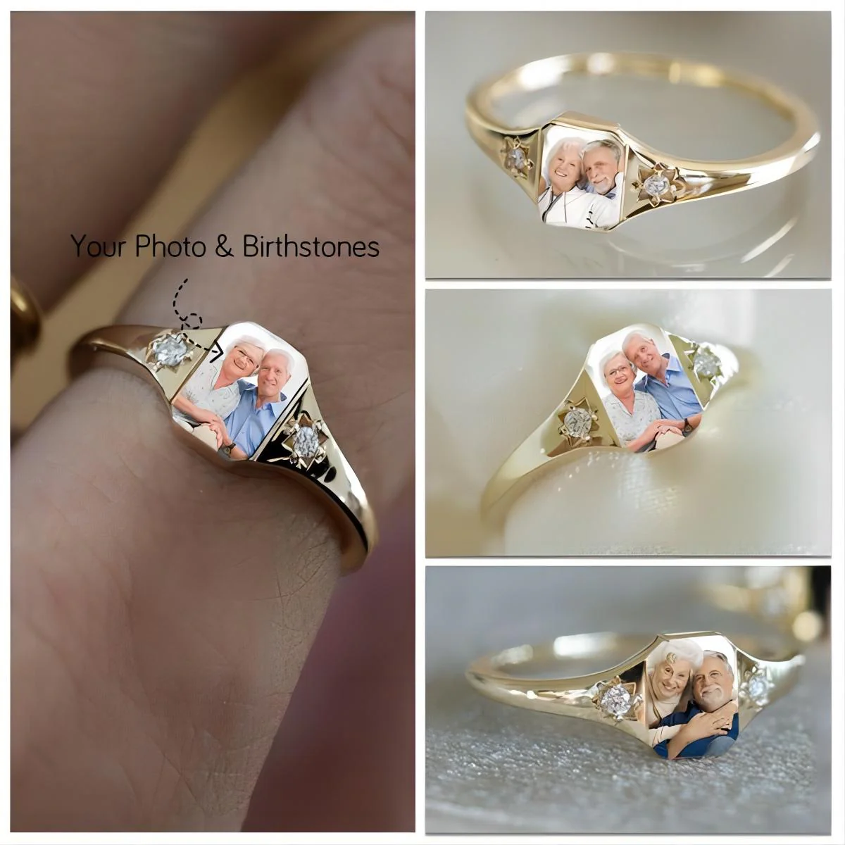Personalized Upload Photo & Birthstone Ring - Image 2