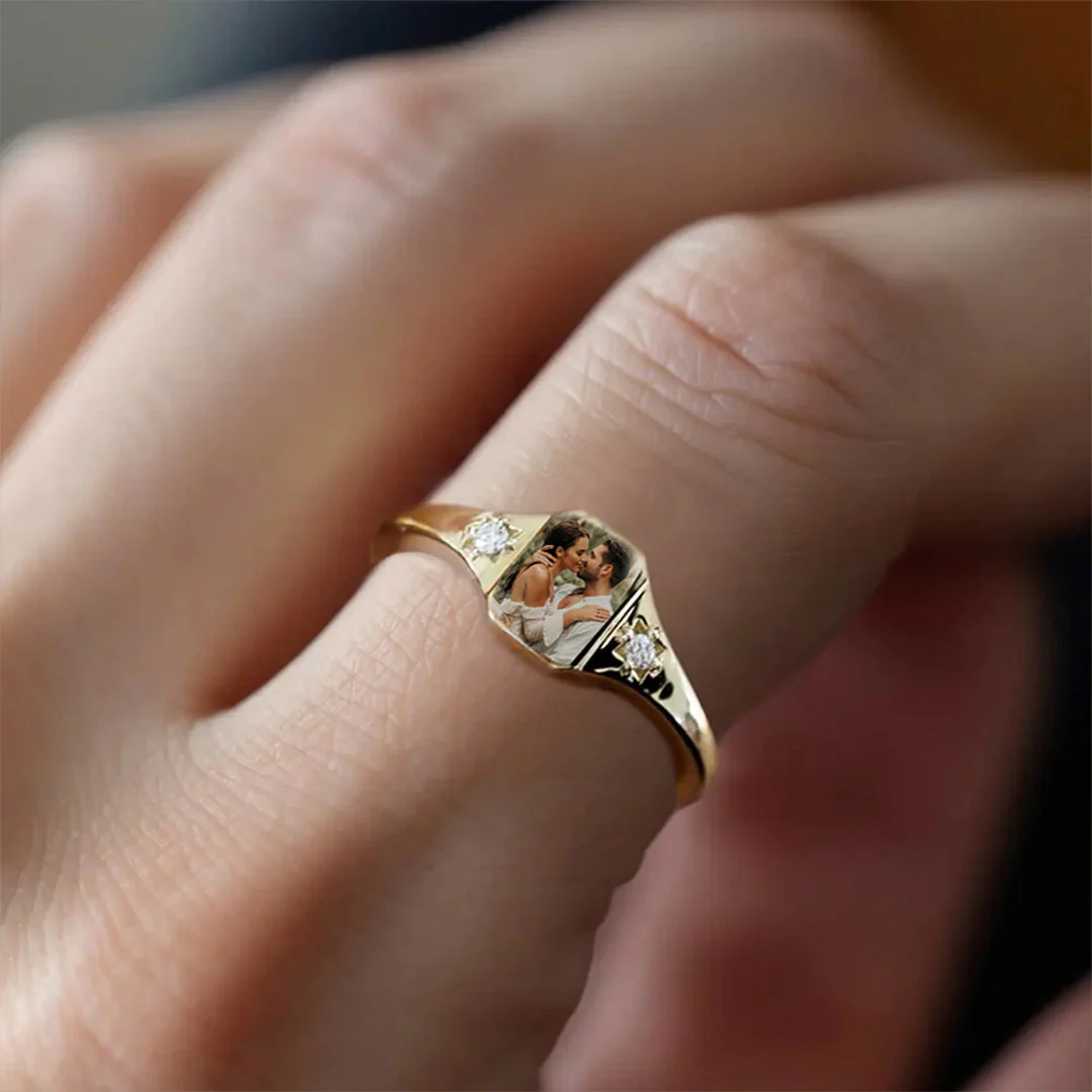 Personalized Upload Photo & Birthstone Ring - Image 4