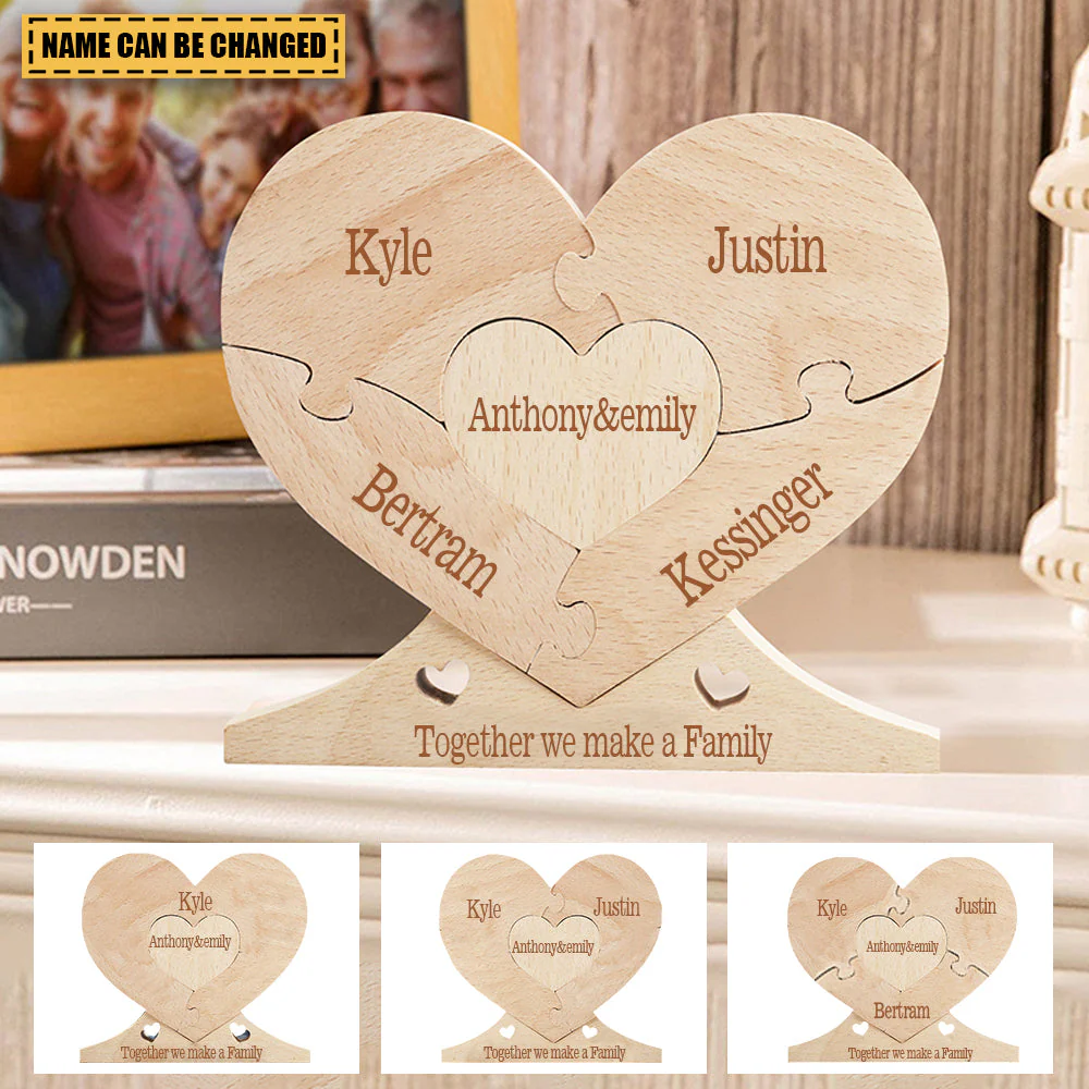 Personalized Wooden Heart Puzzle Heart Decor - Image 2