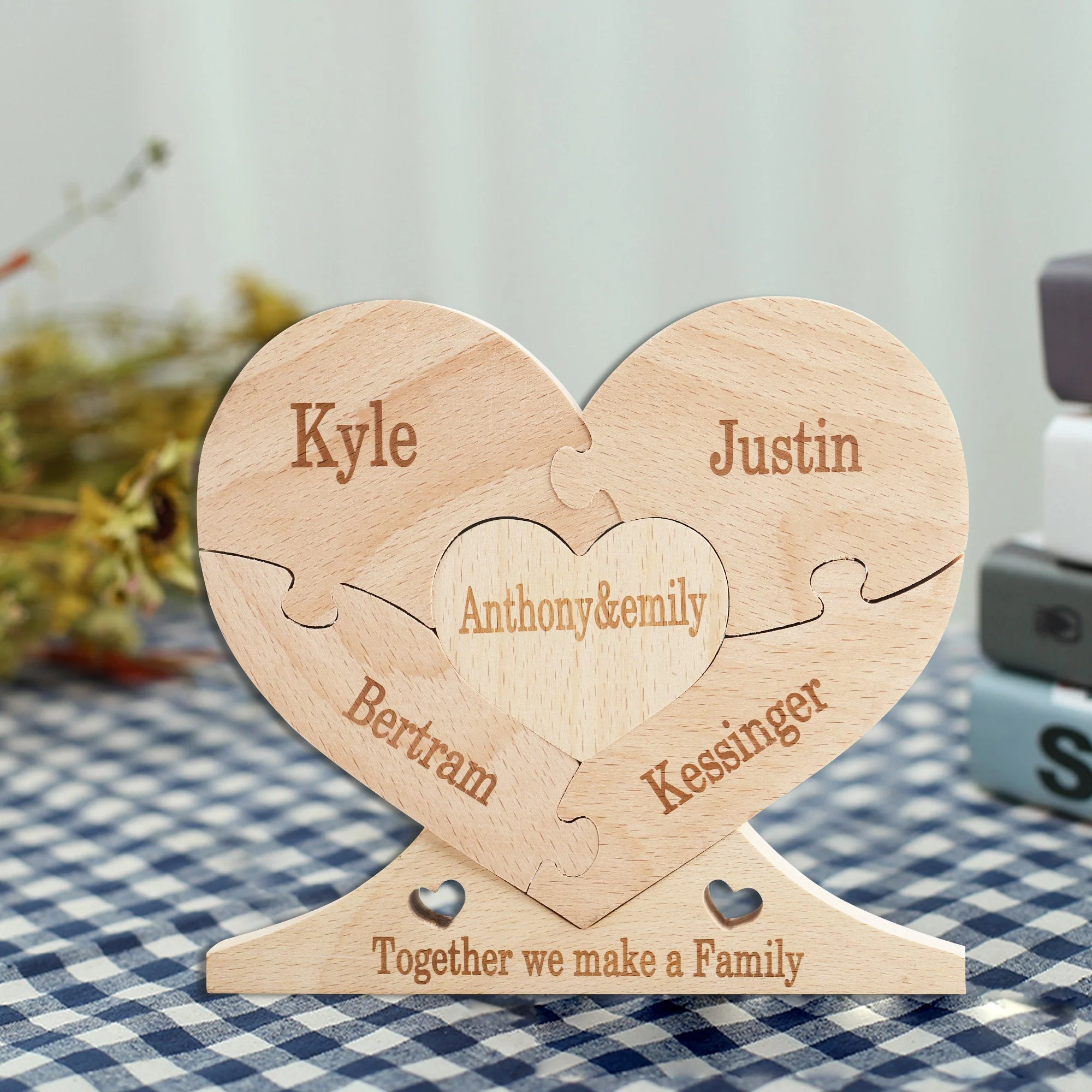 Personalized Wooden Heart Puzzle Heart Decor - Image 5