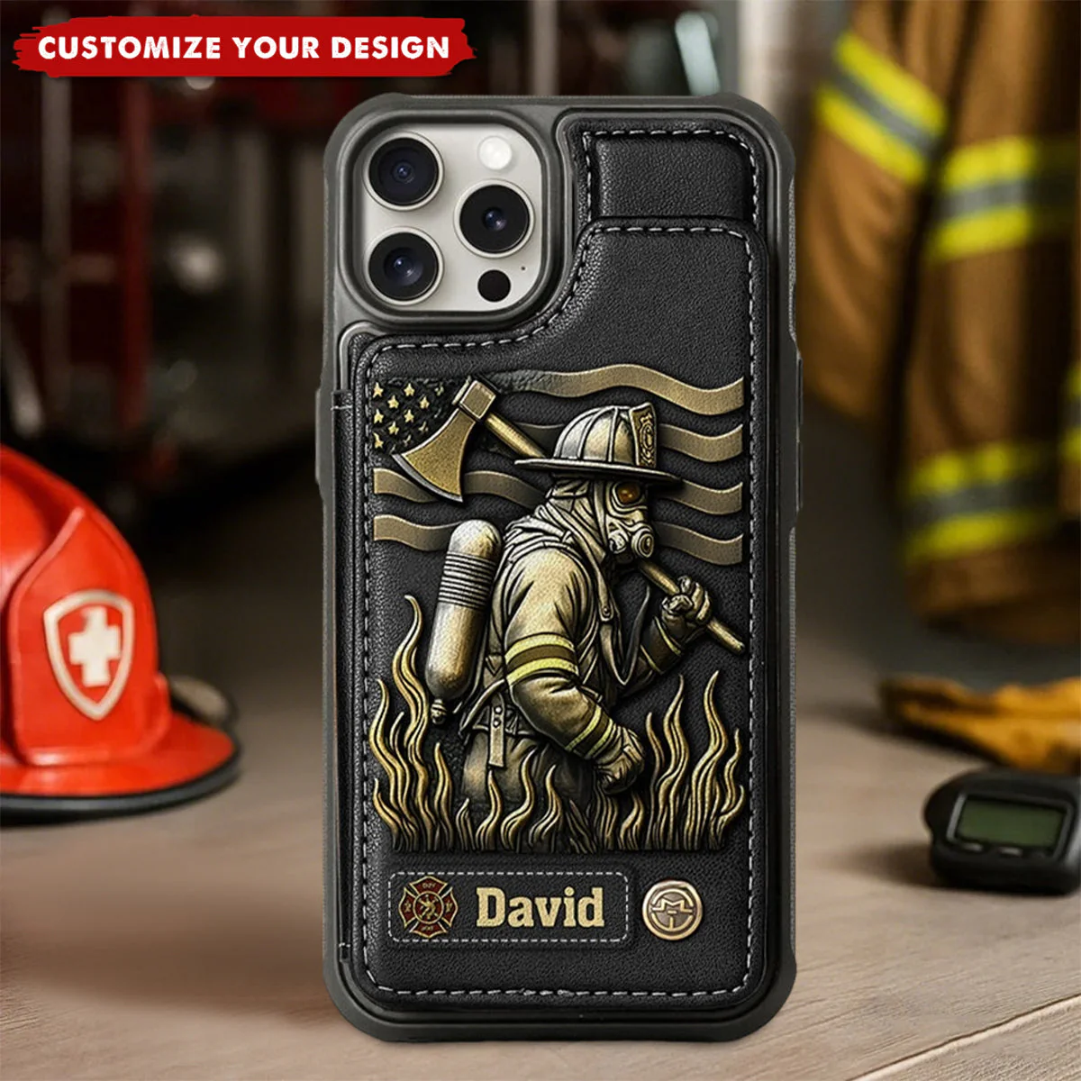 Proud Firefighter - Personalized Firefighter Wallet Phone Case - Image 2