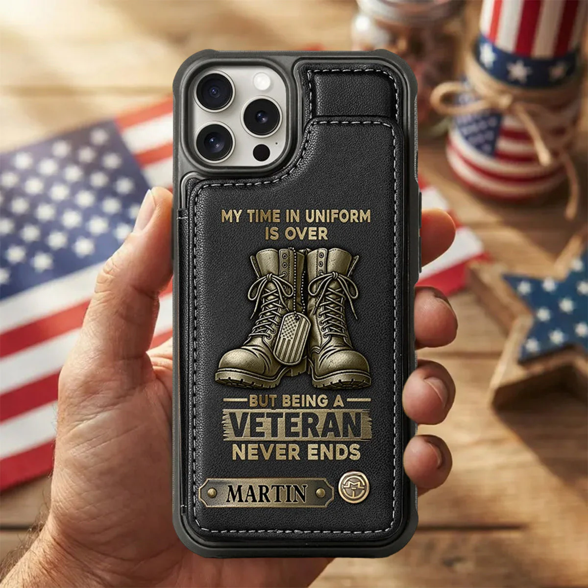 Proud Veteran-Personalized Veteran Leather Wallet Phone Case - Image 2