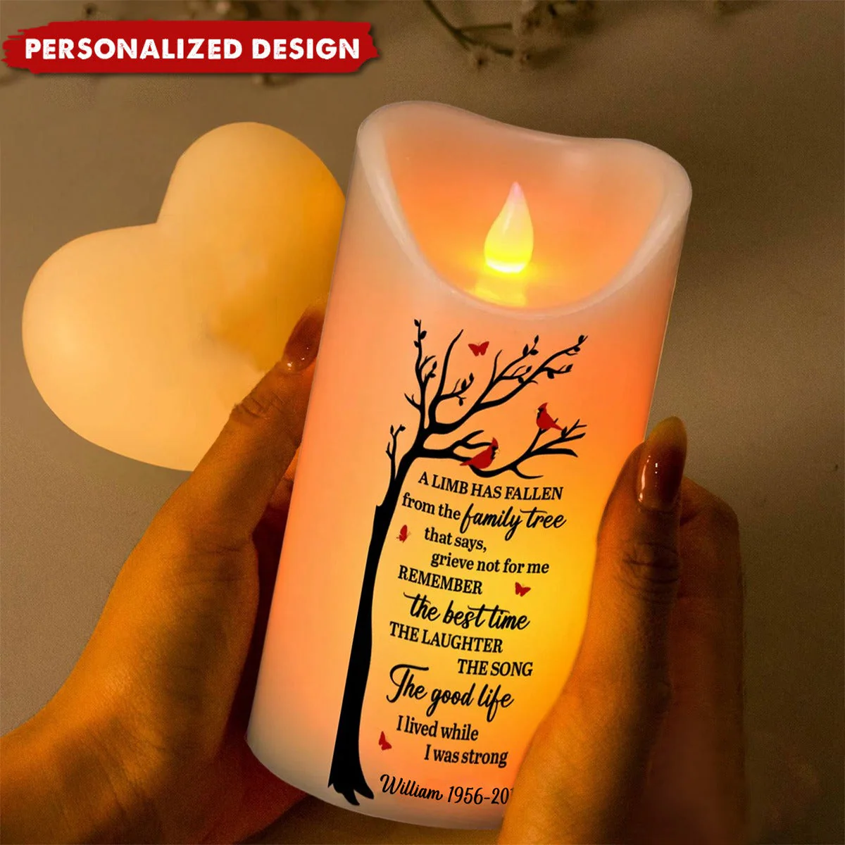In Loving Memory, Sympathy Remembrance Personalized LED Candle - Image 2