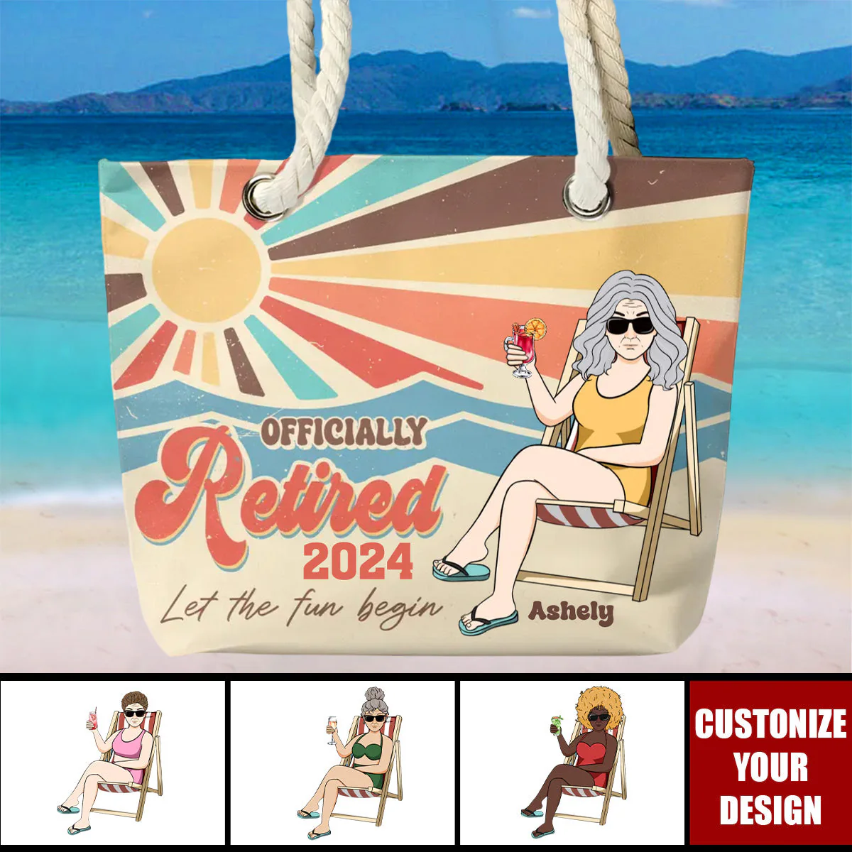 Retirement - Let The Fun Begin - Personalized Beach Bag - Image 2