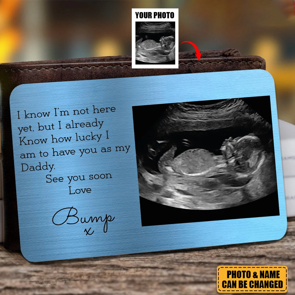 See You Soon Daddy - Personalized Photo Aluminum Wallet Card - Image 2