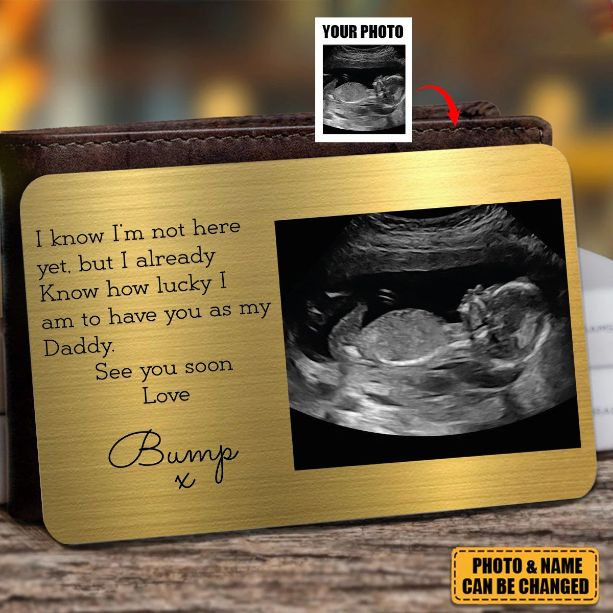 See You Soon Daddy - Personalized Photo Aluminum Wallet Card - Image 3