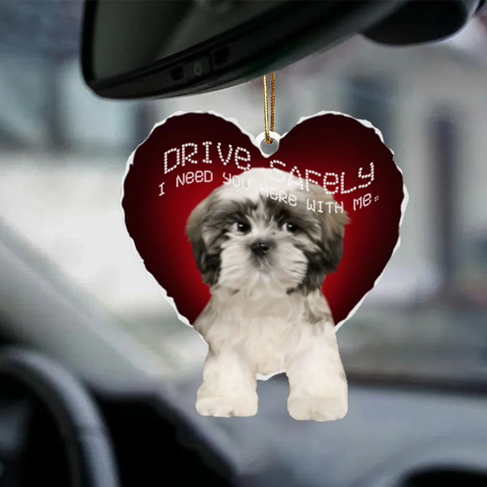 Shih-Tzu2 Drive Safely Car Ornament
